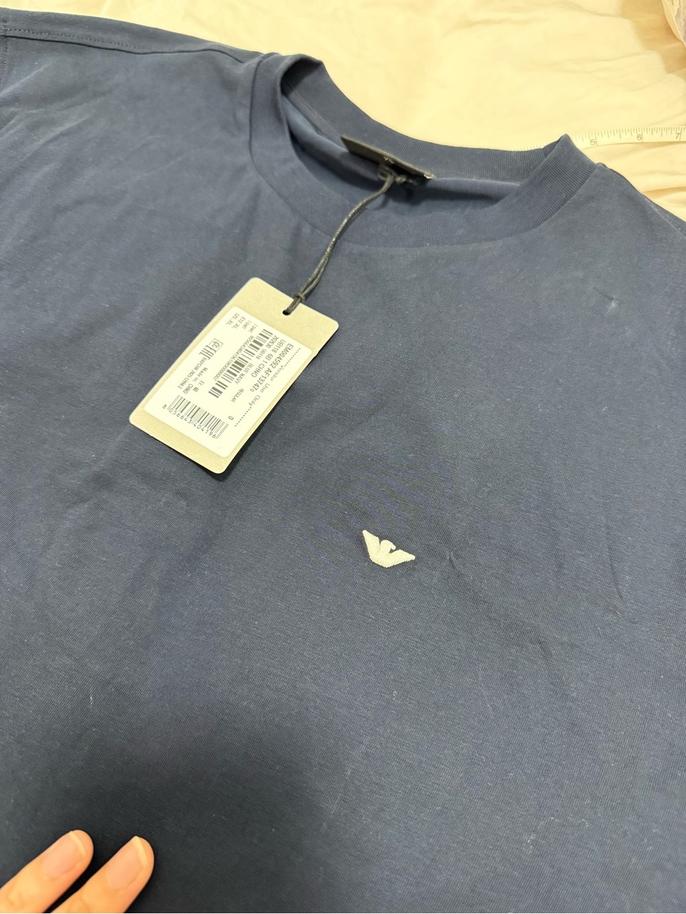 Emporio Armani Men's Crew Neck T-Shirt in Navy Blue - Picture 6 of 7
